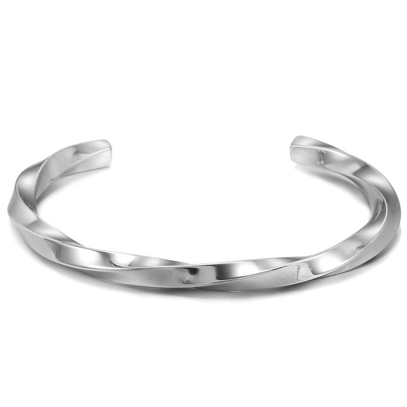 Wholesale Stainless Steel Open C Shape Twisted Line Bracelet